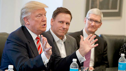 Peter Thiel shares his money views of President Trump, Facebook, Bitcoin, global finance, and trade.