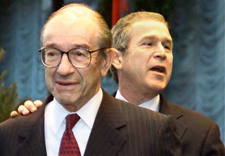 Former Fed Chair Alan Greenspan discerns asset bubbles in the American stock and bond markets in early-2018.