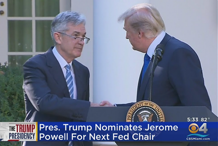 President Trump nominates Jerome Powell to be the new Federal Reserve chairman.