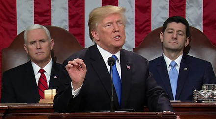 President Donald Trump delivers his first state-of-the-union address.