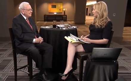 CNBC news anchor Becky Quick interviews Warren Buffett in light of the recent stock market gyrations and movements. 